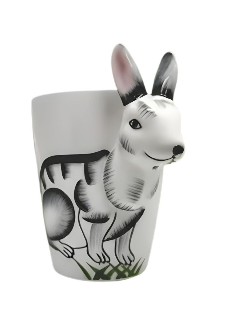 SOLARAE 3D Rabbit-Themed Ceramic Mug – Unique Animal Handle Coffee Cup - Image 1